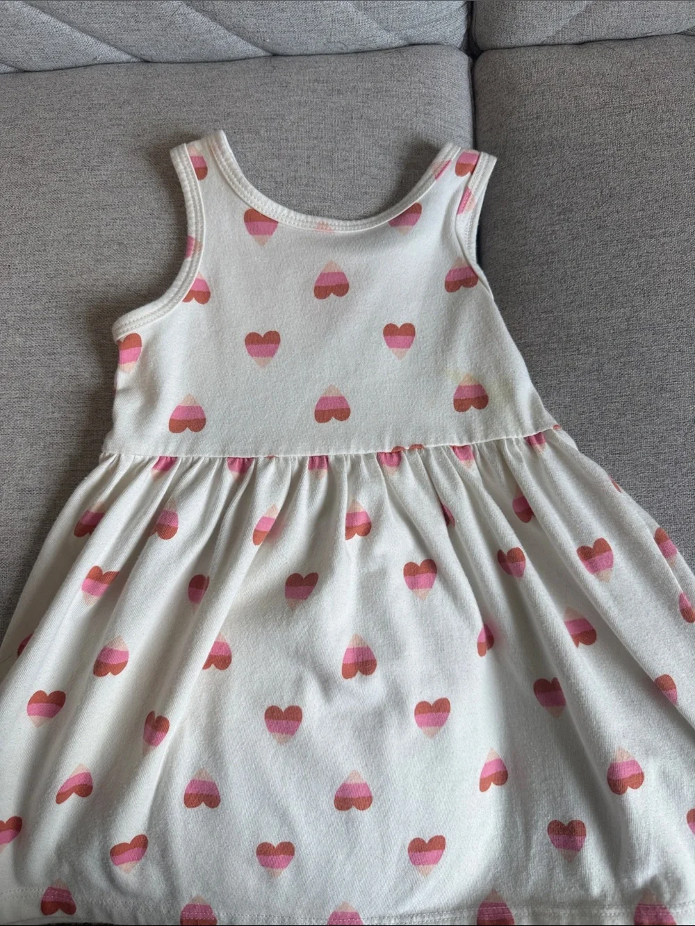 Pink Heart Print & Peach Stripe Sleeveless Cotton Dress Set - Cat & Jack 2T